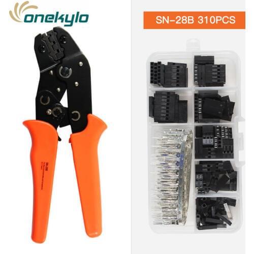 SN-28B 0.1-1mm²(23-17AWG)Crimping plier kit with 310 Dupont terminals for 2.54mm Dupont Crimp Pin Conector terminals clamp kit