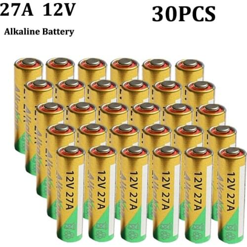 30Pcs 27A 12V dry Alkaline battery 27MN A27 GP27A A27BP V27A L828 for doorbell car alarm walkman car remote control