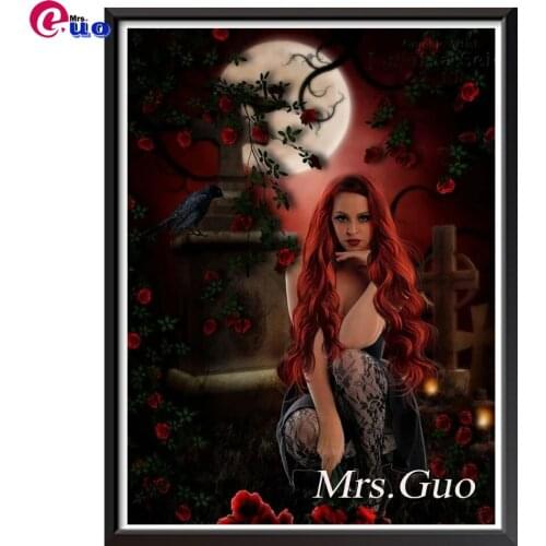 Dark Woman Rose Gothic Fantasy moon diamond embroidery mosaic 5d diy diamond paintings drill stitch cross rhinestone of picture