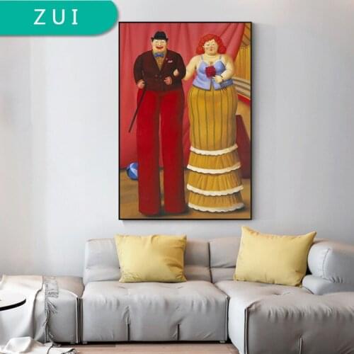 Funny Art of a Couple by Fernando Botero Canvas Paintings On the Wall Art Posters And Prints Modern Art Wall Pictures Home Decor