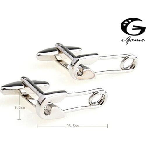 IGame Paper Clip Cuff Links Silver Color Copper Pin Design Free Shipping