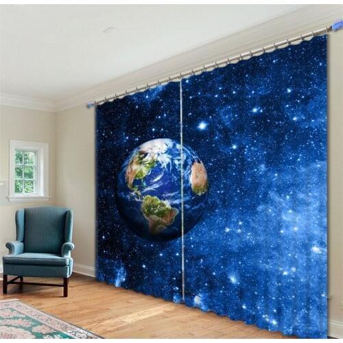 Earth in the galaxy 3D Blackout Window Curtains For Living room Bedding room Hotel/Office Curtain Drapes Cortinas para sala