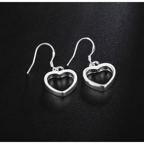 925 Sterling Silver Love Heart Shape Earrings For Women Charm Party Christmas Gifts Wedding Fashion Jewelry