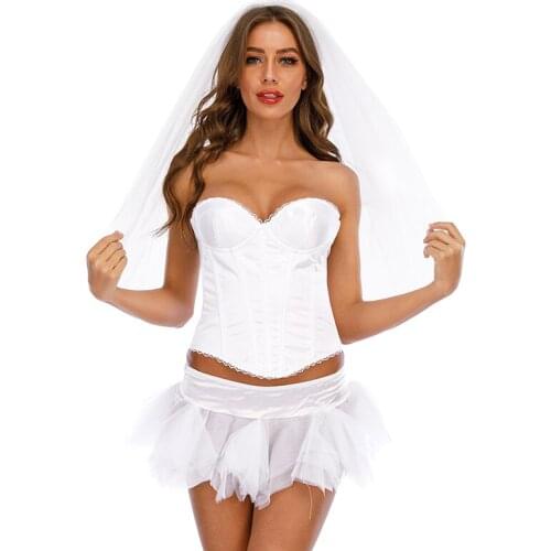 White Corset Top and Dress Sets Sexy Elegant Lady Party Costume 2021 Summer Clothes Waist Trainer Slim Bustiers and Corsets