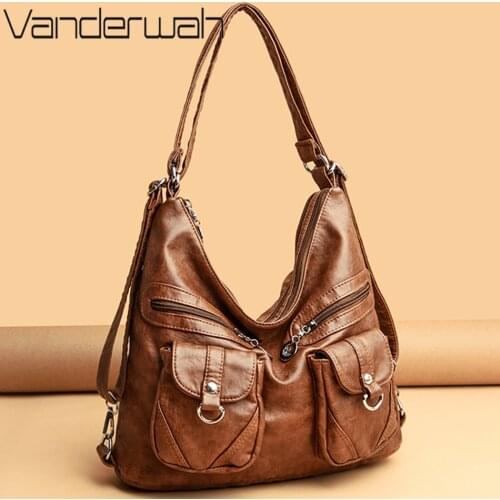 Multifunction Women Leather Backpack Large Capacity Female Shoulder Bag Sac A Dos School Bags For Girls Travel Backpack mochilas