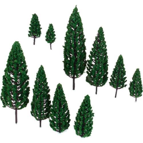 10Pcs 1.9'-6.3' Train Set Scenery Landscape Model Pyramidal Trees Park Layout O Scale 1:50