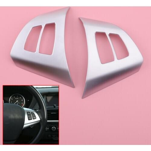 2Pcs Steering Wheel Button Decor Frame Trim Moulding Decoration Chrome ABS Fit for BMW E70 X5 2013 2012 2011 2010 2009 2008