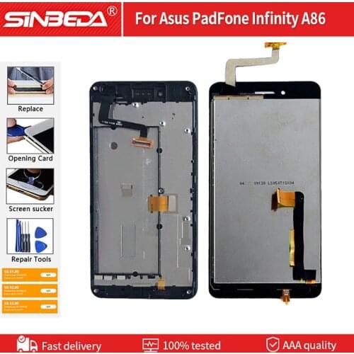 5.0" LCD+Frame For Asus PadFone Infinity A86 LCD Display Touch Screen Digitizer Assembly Repair Parts Tested Free Tools