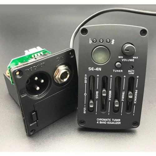 5set SE-4N 4 Bands Acoustic Guitar Preamp Guitarra EQ Equalizer Piezo Pickup with LCD Tuner Guitar Parts & Accessories
