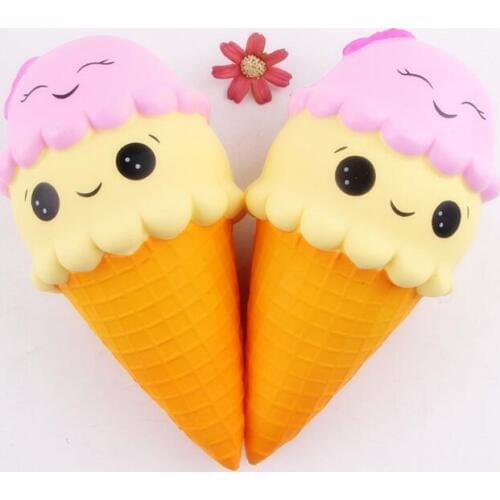 5pcs/lot Big Size 22CM Cartoon Double Smiley Face Ice Cream Squishy Jumbo Slow Rising Phone Strap Slow Rebound Bread Kid Toys