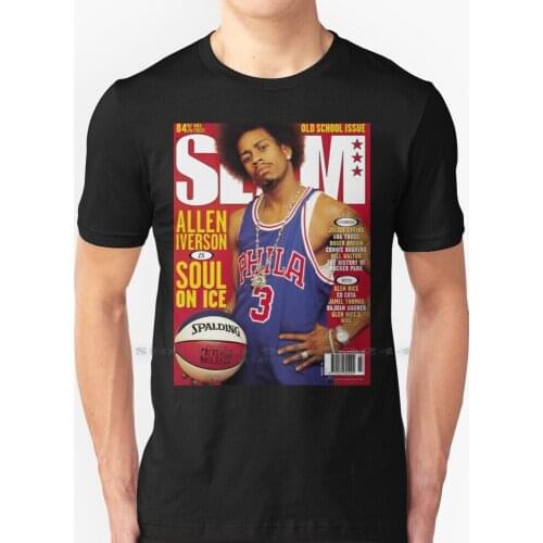 Allen Iverson Slam Magazine 1999 T Shirt 100% Pure Cotton Basketball Slam Iverson Creative Trending Vintage Cool Gift Euro Us