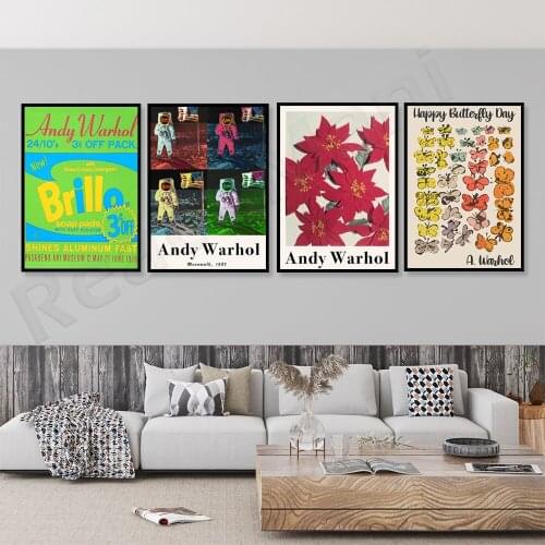 Andy Warhol Butterfly, Flower Poster, Brilo Soap Pad, Moon Walk Museum Poster, Warhol Art Poster, Colorful Wall Art Pop Decorati