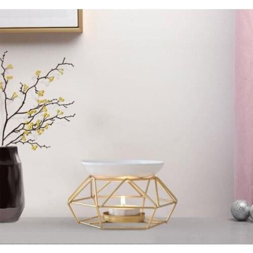 B0KB Aromatic Oil Burner, Geometric Ceramic Essential Oil Candle Holder Wax Melt Burn
