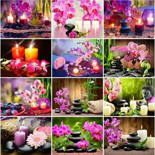 AZQSD 5D DIY Diamond Embroidery Orchid Mosaic Handmade Gift Diamond Painting Floral Cross Stitch Handicraft Decor For Home