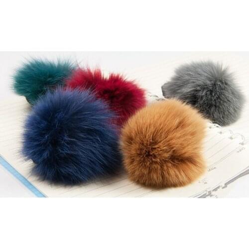Free Shipping 2 Pieces CX-E-03 Genuine Fox Fur Ball Elastic Hair Band Mixed Colour