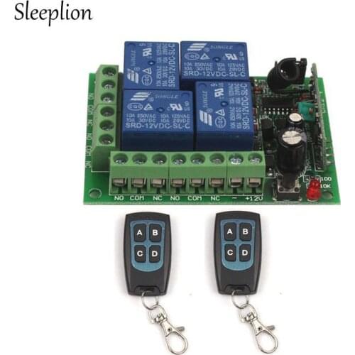 DC 12V 4CH Small Channel Wireless Remote Control Controller Radio Switch 315mhz/433MHz Transmitter Receiver High Sensitivit