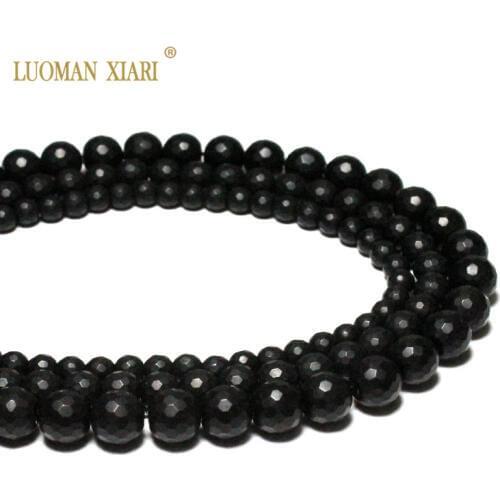 Wholesale Black Faceted Dull Polish Matte Onyx Natural Stone Beads For Jewelry Making DIY Necklace Bracelet 6/8/10 mm