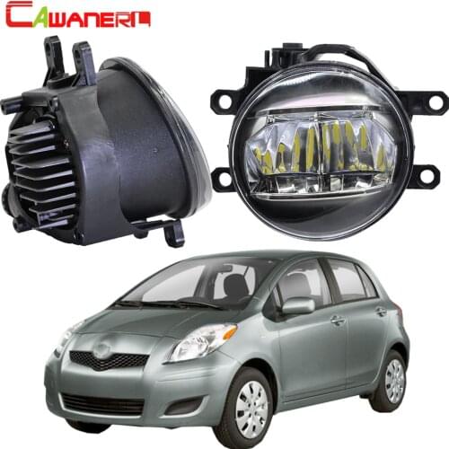 Cawanerl Car Accessories Fog Light 4000LM LED DRL Daytime Running Light White 12V For Toyota Yaris Hatchback 2006-2014