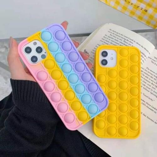 Rainbow Color Stress Reliever Case For iPhone 8 7 6 6s Plus Liquid Silicone Cover Coque Capa For iPhone 11 12 Pro Max XR XS X
