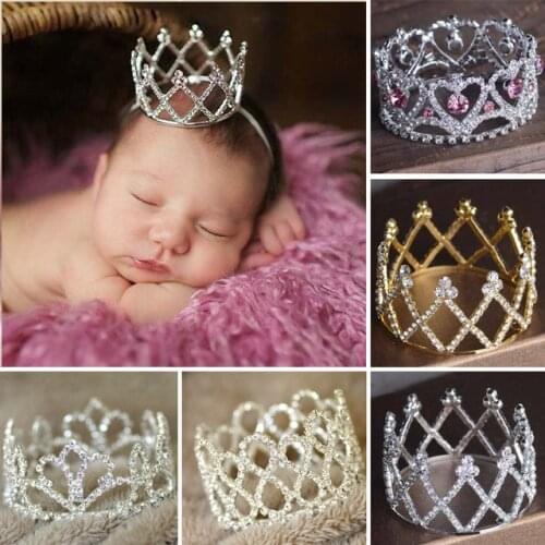Baby Party Costume Tiara Princess Rhinestone Crown Newborn Photography Props For Studio Shooting Tiara Headband fotografia