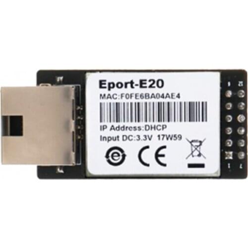 Eport-E20 FreeRTOS Network Server Port TTL Serial to Ethernet Embedded Module DHCP 3.3V TCP IP Telnet Modbus TCP protocol