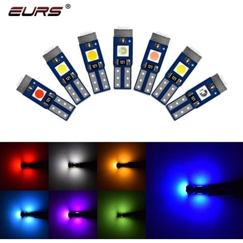EURS T5 Led Bulb W3W W1.2W Led Car Interior Lights Auto Side Wedge Dashboard Gauge Instrument Lamp 12V White yellow