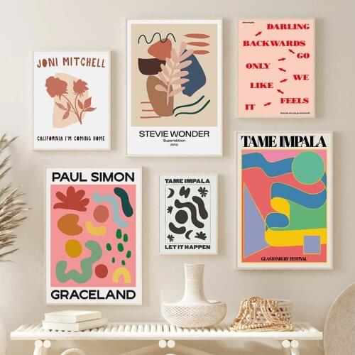 Hot sale retro tame impala abstract bohemian wall art canvas painting nordic poster living room home decoration wall picture