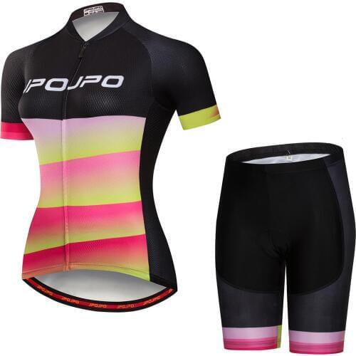 JPOJPO Summer Cycling Jersey Sets Women quick dry Bicycle Clothing mtb Ropa ciclismo bike Clothes Short sleeve bicycle jersey