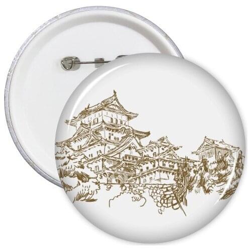 China Temple Italy Rome Architecture Sketch Landscape Country City Landmark Illustration Pattern Round Pin Badge Button 5pcs