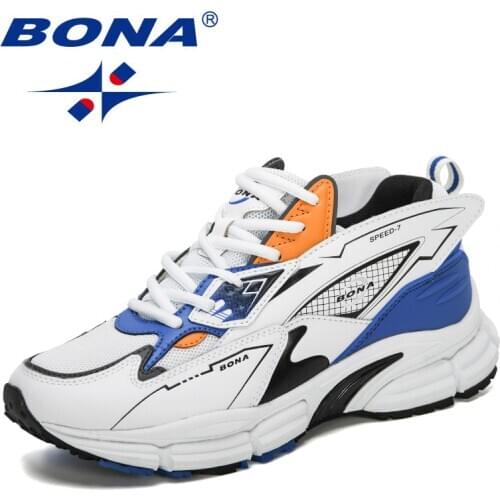 BONA 2021 New Designers Action Leather Breathable Walking Sneakers Men Zapatillas Hombre Running Shoes Man Jogging Sport Shoes