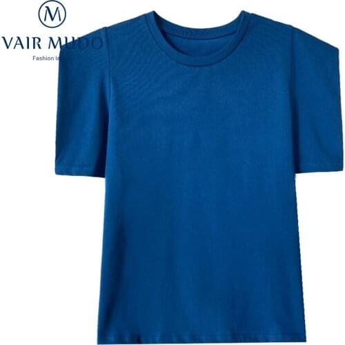 Summer New Korean Design Short-Sleeved T-Shirt Womens Lazy Loose Round Neck INS Bubble Sleeve Top Fashion Elegant Y-314