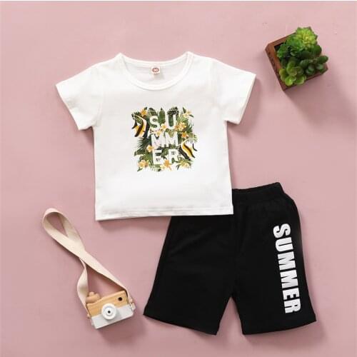 Summer Casual Baby Clothing sets Toddler Kids Boys Girls Leaf T Shirt Tops Shorts Outfits Set Kids Child Clothes Ropa de bebé