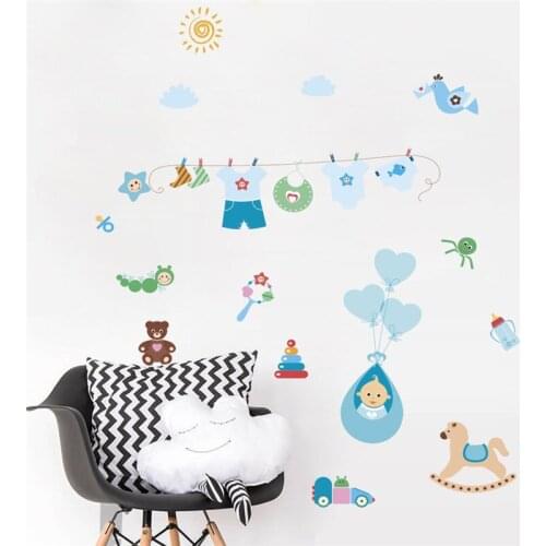 Cute Patterns Wall Stickers For Baby Room Bedroom Home Decoration Cartoon Animal Mural Art Diy Pvc Wall Decals