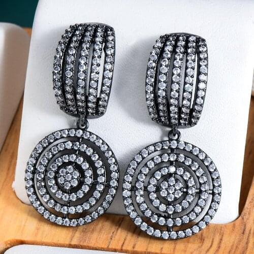 Missvikki Brand Ethnic Gorgeous Exquisite Full Austrian crystal Round Pendant Earrings Dubai Indian Bridal Wedding Jewelry HOT