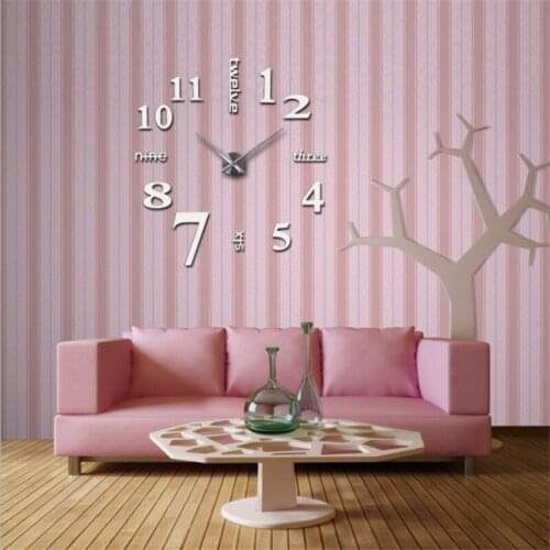 Affordable Diy Mirror Effect Home Decoration Wall Stickers Simple Style Still Life Quartz Wall Clock Home Living Room Decoration