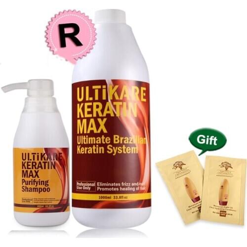 Sale Hair Straightener Cream Brazilian 1000ml 12% Formalin Free Shipping with One Piece 300ml Purifying Shampoo for Hair