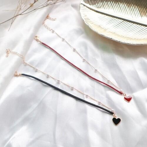 Valentines Day Gifts Stunning Imitation Pearl Heart Choker Necklace Short Clavicle Chain Necklace for Girlfriends Female