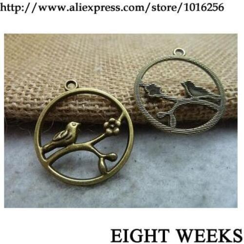 Zinc alloy pendant jewelry accessories diy handmade material charms Bird hanging ring 28 * 32 mm