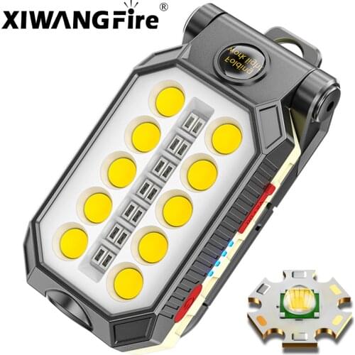Portable COB Work Light USB Rechargeable LED Flashlight Adjustable Waterproof Camping Lantern Magnet Design with Power Display
