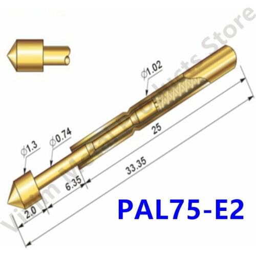 Durable Brass Spring Test Probe PAL75-E2 Household Metal Spring Test Probe Sleeve Length 33.35mm Spring Test Probe 100 / PCS