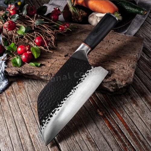 Hand-forged chopping knife Stainless steel hammered meat cleaver Slicing knife Kitchen knife Cooking knife
