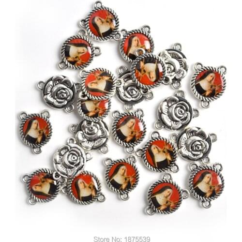 Saint Rita Black Coated Rosary Centerpiece One Side Rita Another Side Rose