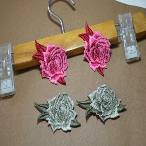 SOMELACE (10pcs/lot)pink~gray Sewing Floral Motif Venise Lace Applique for Garment Embroidery Lace patches 17112604