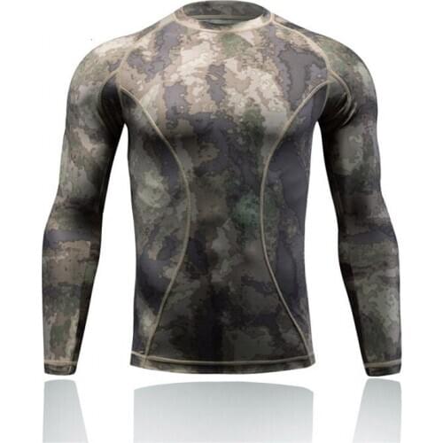 Outdoor Sport Tactical Camouflage Hiking T-shirt Quick Dry Military Army Compression Shirt Men Long Sleeve Hunting Combat Shirt