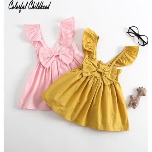 Baby Girls bow Floral Top Summer spring dress Party Wedding Special Occasi Princess toddler kids dresses for girls clothes