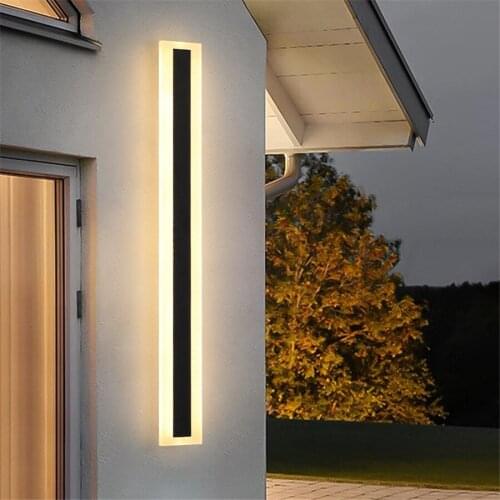 Waterproof IP65 Long Strip LED wall lamp Outdoor minimalist Villa Gate Courtyard Wall Light Corridor Background Line Wall Lamp