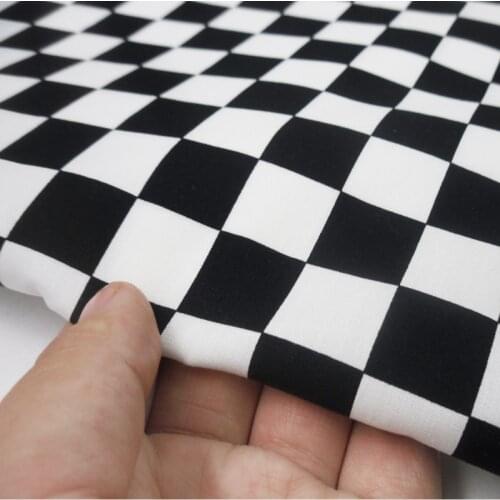 Thin Black White Checkered Fabric Mosaic Square Cotton Chess Skirt Polin Fabric For Plaid Shirt Summer Dress By The Meter