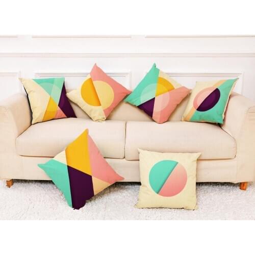 Zeroomade Morden Geometric Cotton Linen Cushion Covers Triangle Splice Thorw Pillowcases For Home Sofa Chair Car Decorative