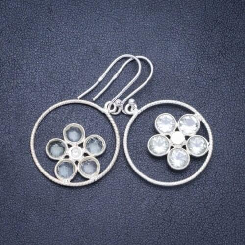 Natural Green Amethyst Handmade Unique 925 Sterling Silver Earrings 1.75" A0760