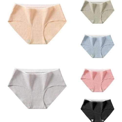 Middle Waist Women Briefs Stretchy Cotton Female Intimates Underwear for Home